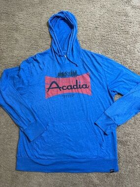Techstyles Long Sleeve Hooded Tshirt Acadia Blue Size Medium Outdoor Graphic